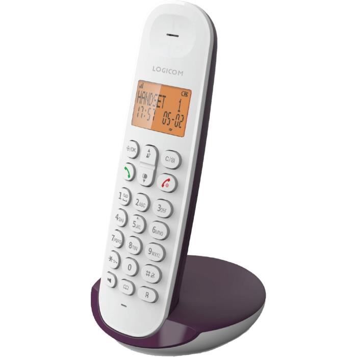 Téléphone fixe sans fil - LOGICOM - DECT ILOA 150 SOLO - Aubergine - Sans répondeur