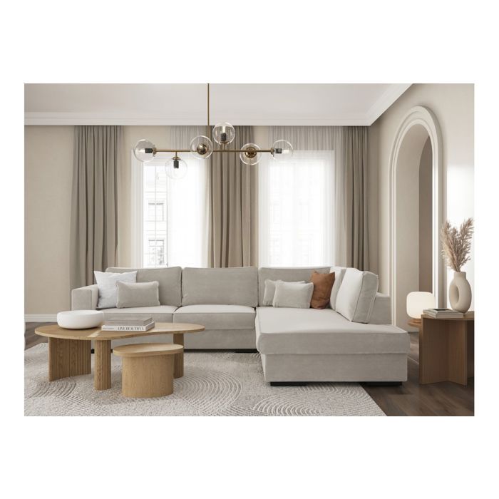 Canap&eacute; d'angle belami en tissu - beige, angle droit BELAGATBEID