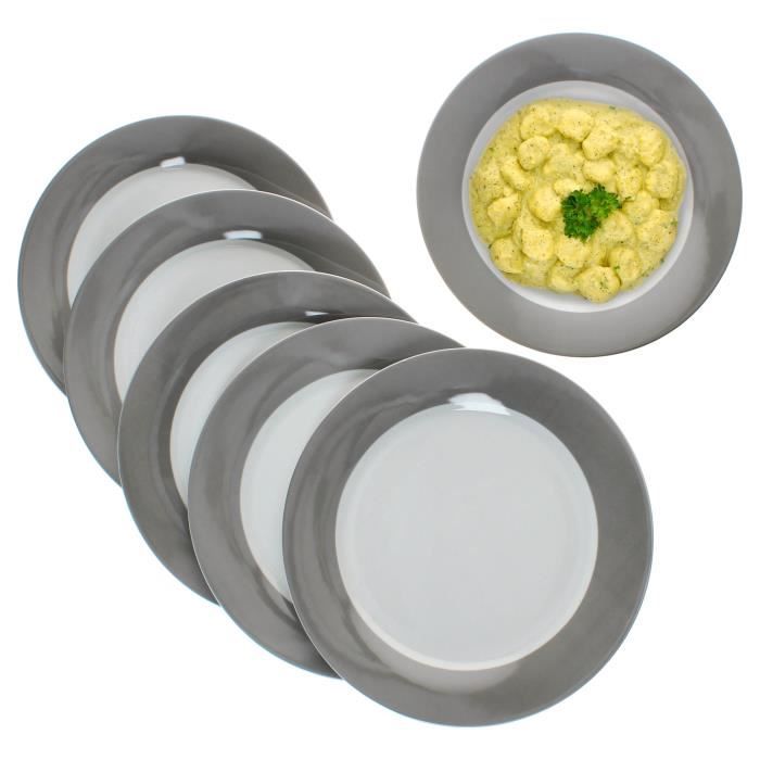 Assiette plate - MamboCat - Variant - Lot de 6 - Porcelaine - Gris doux