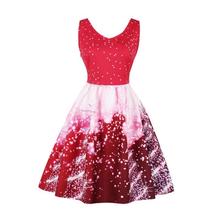 Napoulen Femmes Santa Noel Robe De Soiree Vintage Xmas Swing Skater Robe Rouge Lnp71102365rd Rouge Achat Vente Robe Cdiscount