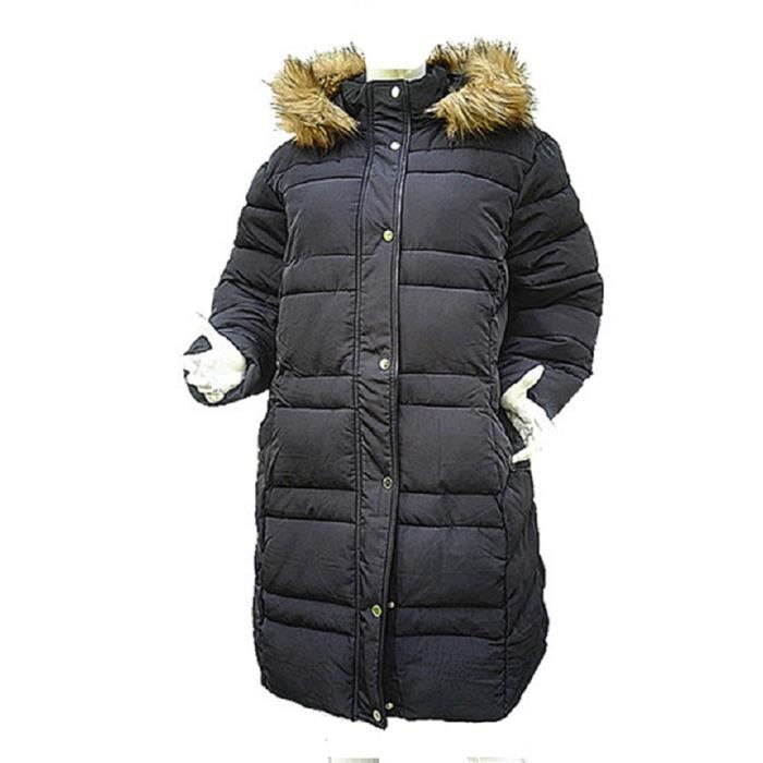Manteau Doudoune MI Longue taille 46/56 Femme grande taille capuche F-119  NOIR NOIR - Cdiscount Prêt-à-Porter