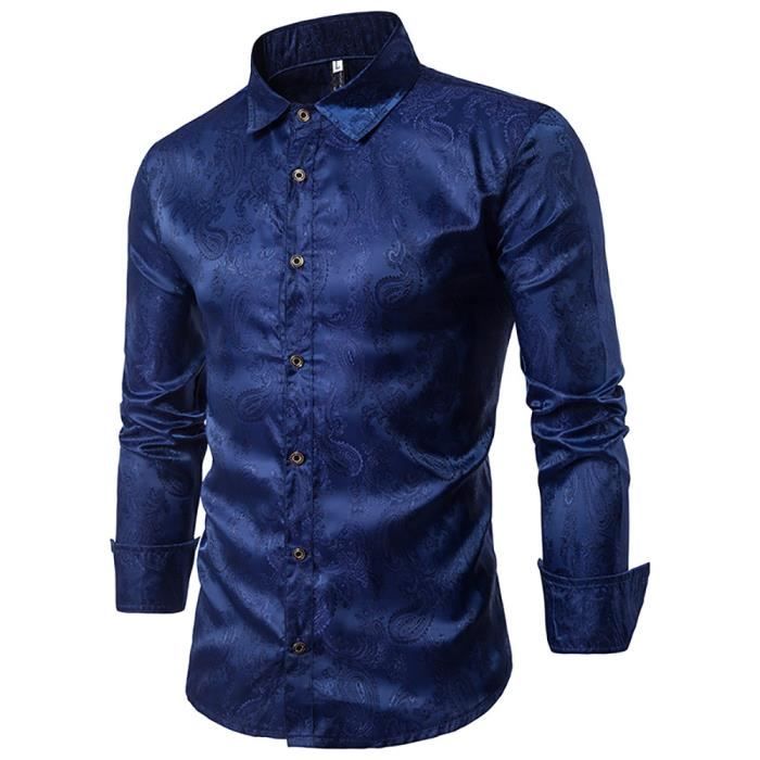 PARKLEES Chemse à manches longues pour homme - Couleur une - Coupe ajustée - Facle à repasser