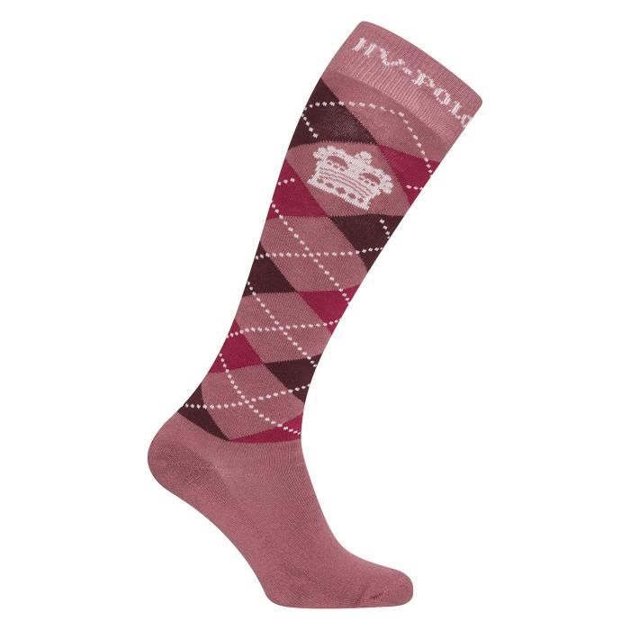 Chaussettes équitation femme HV Polo Argyle - mauve - 39/42 - Losanges contrastés - Logo sur le côté Chaussettes équitation femme HV Polo Argyle - mauve - 39/42 - Losanges contrastés - Logo sur le côté