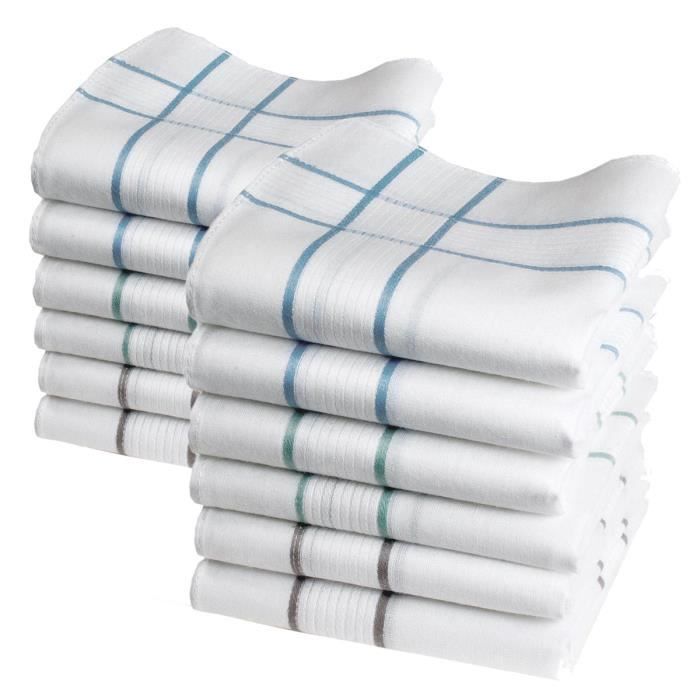 MOUCHOIRS BLANCS EN PUR COTON DOUX POUR HOMMES
