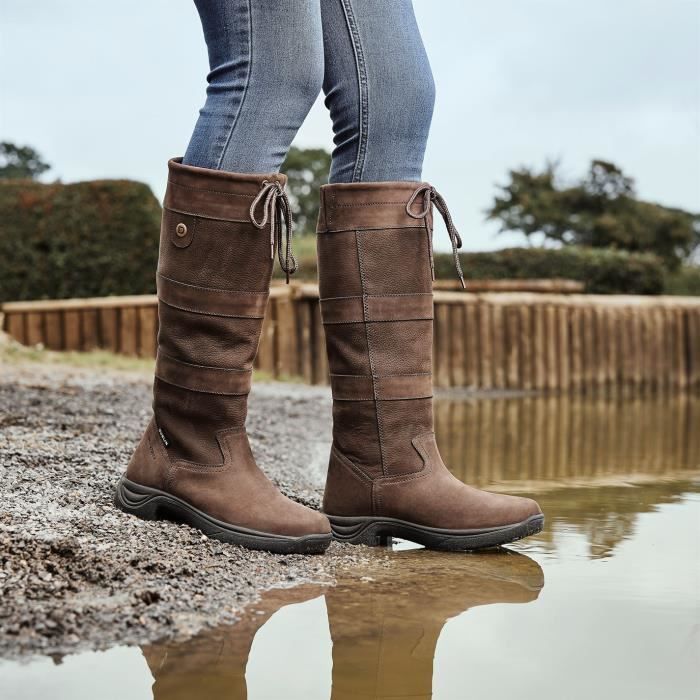 Dublin River Bottes Iii En Cuir Pied Large Femmes Chocolat