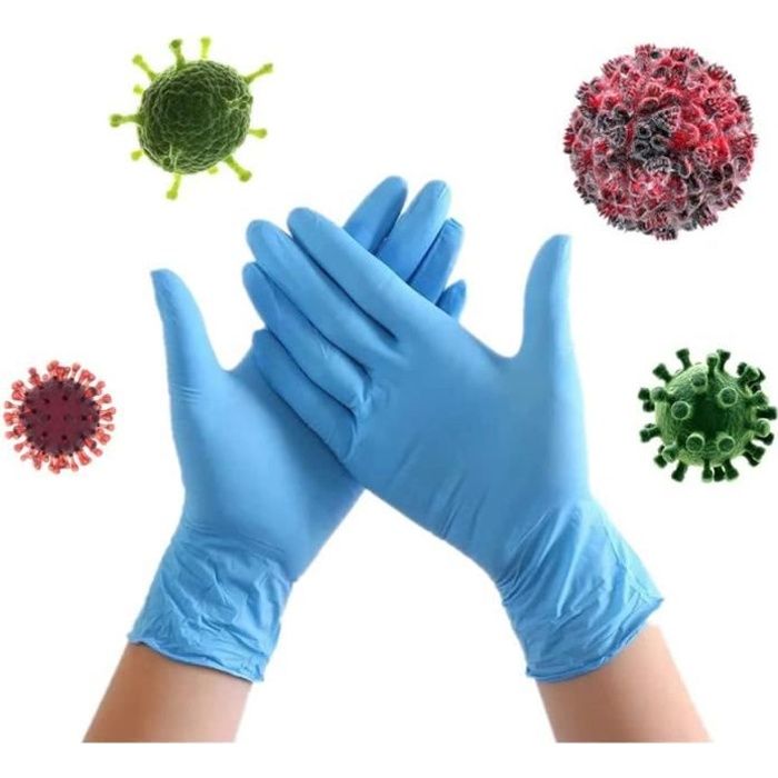 Gants Nitrile Jetables Non Poudrés (100 pièces), sans Latex, Convient pour Aliments, Examen Dentaire, Dermophile et Bien Tolérée - p