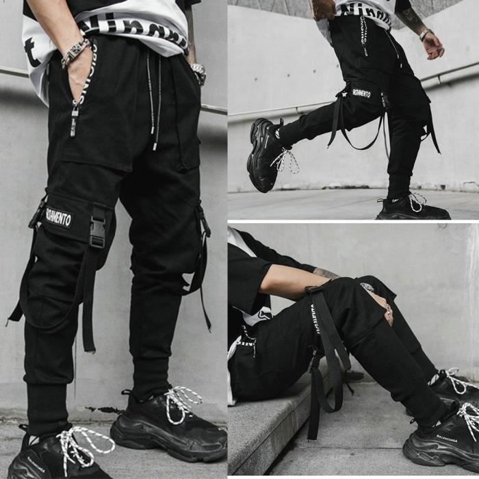 Pantalon Cargo Homme Streetwear - Coupe Regular, Cordon De Serrage, Polyester, Tailles Disponibles