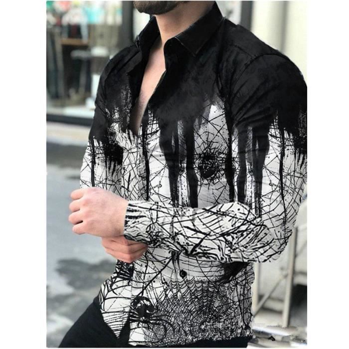 Chemise imprimée best sale homme manches longues
