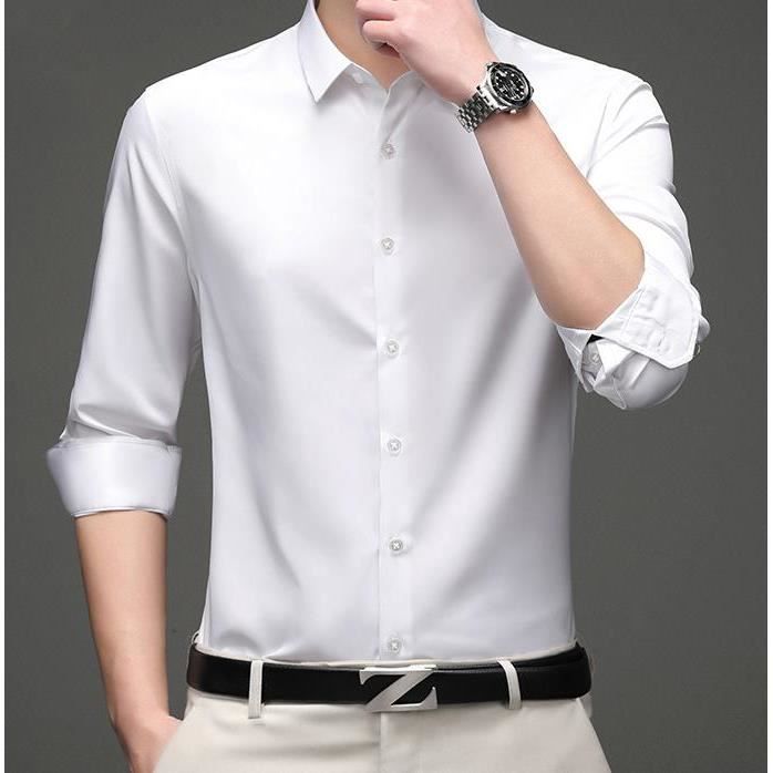 Chemise blanche satin homme 2025