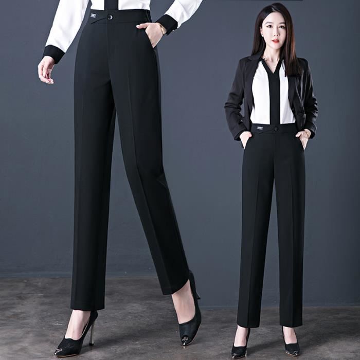 Pantalon femme noir coupe droite top
