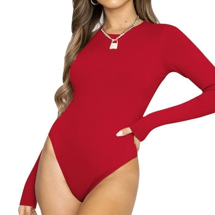 Jurebecia Sous Pull Serre Femme Pull a manches longues et col rond Slim Fit Ribbed Basic Pull pour un usage quotidien Blanc Rouge Cdiscount Pret a Porter