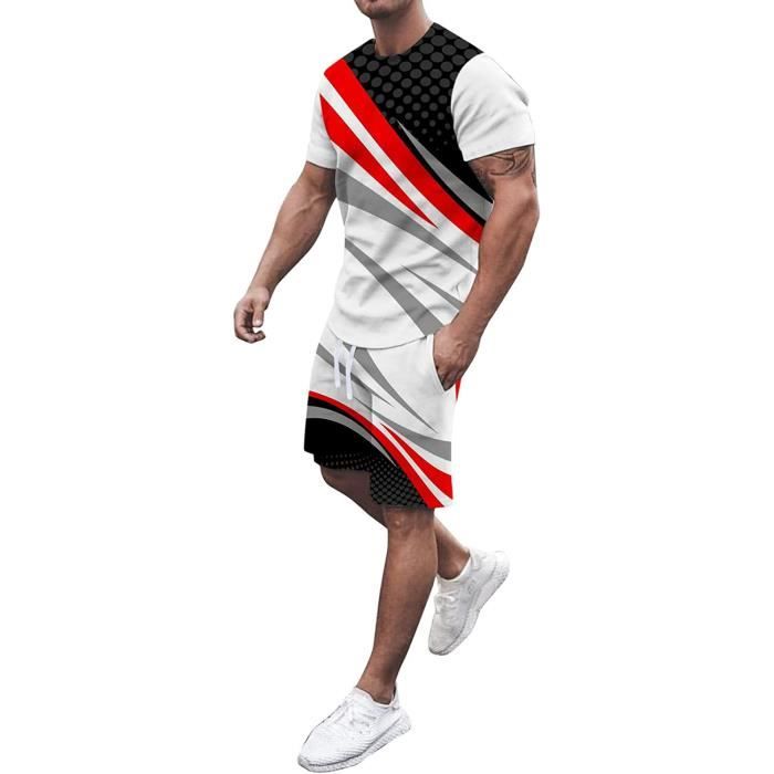 Ensemble Jogging Homme été 2 Pièces - T-shirt Manches Courtes + Short - Survêtement Décontracté Fitness Sport - 4