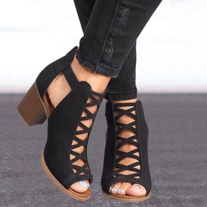 Escarpins Talons Hauts Noirs En Simili Daim - Taille UK 5 (pointure 38) - Marque South