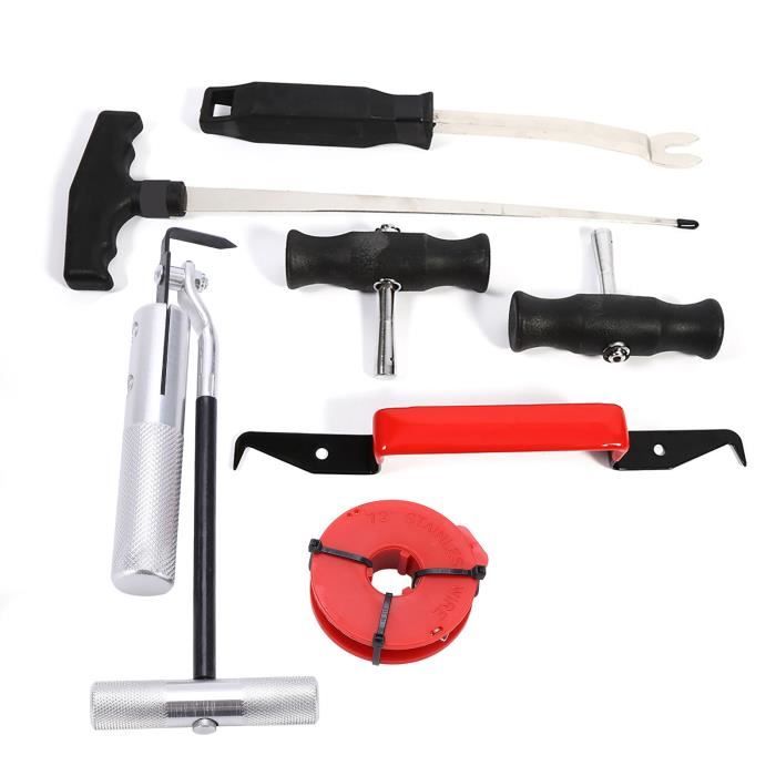 Kit Démontage Pare-brise 3 Pièces Professionnel - Câble Coupe Adhésif Butyle, Poignées En T