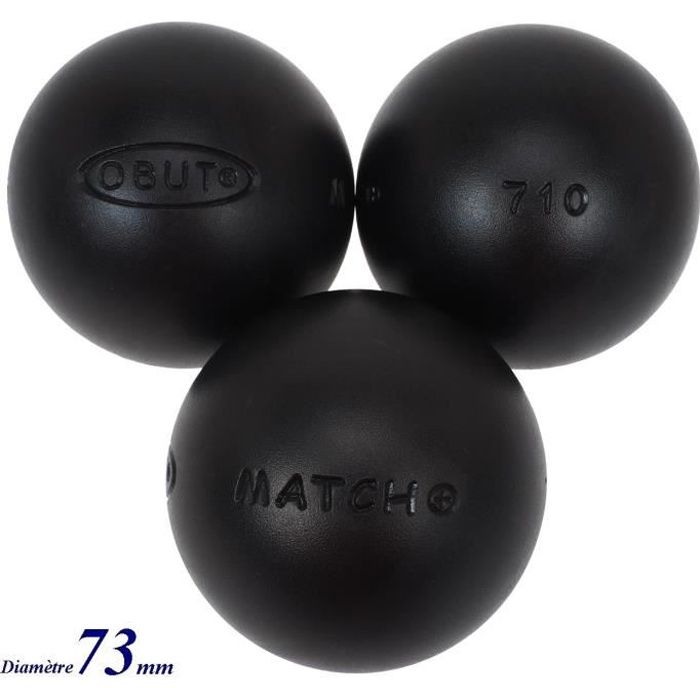 Boules de pétanque Match+ durete+ 73mm - Obut 690g Noir - Cdiscount Sport
