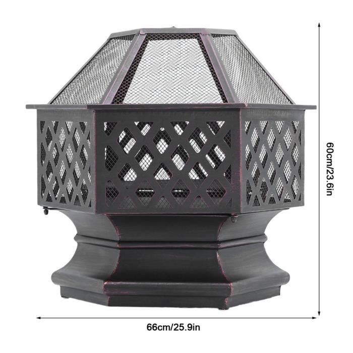 Outsunny Brasero Boule De Feu Cheminée Foyer Extérieur 75 X 55H Cm Grille à Charbon + Cuisson