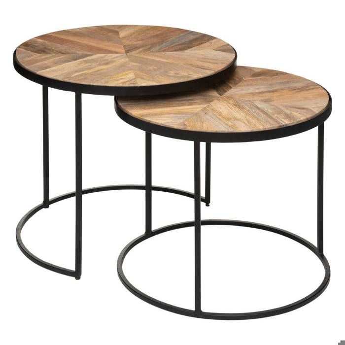 Lot de 2 tables gigognes Basile manguier D51/56cm - Atmosphera Créateur dintérieur