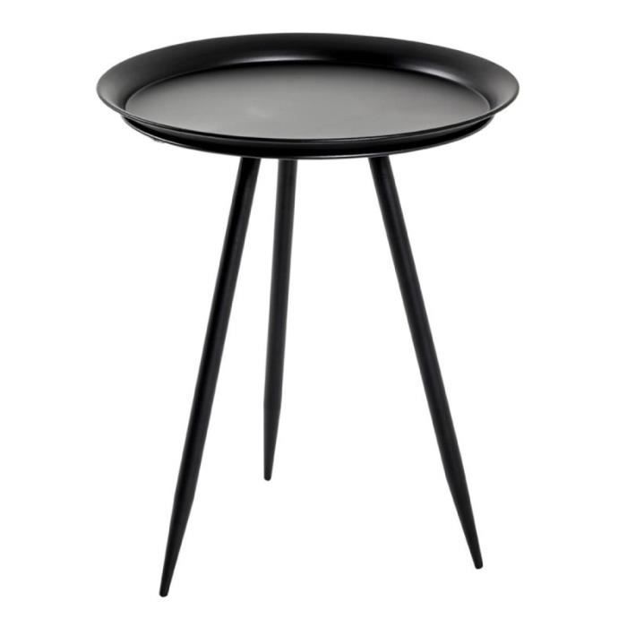 table d'appoint design en métal laqué noir - loungitude - d. 44 x h. 54 cm - meuble de salon
