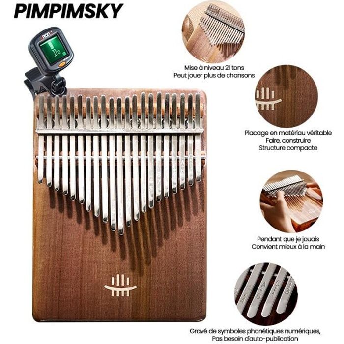 PIMPIMSKY Kalimba doigt portable Piano Pouce 21 Touches Instrument