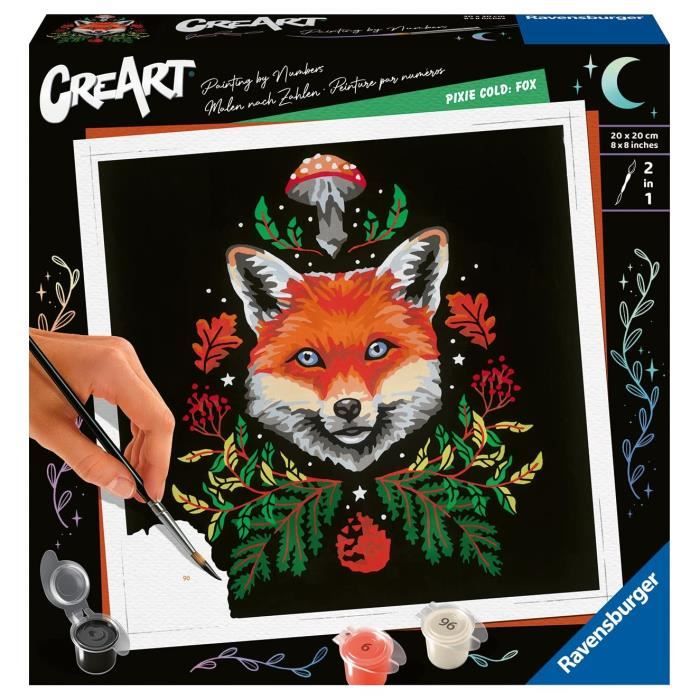 CreArt Fox / Renard 20x20 cm - format carré - Peinture par numéros – Dès 12 ans – Ravensburger - 235