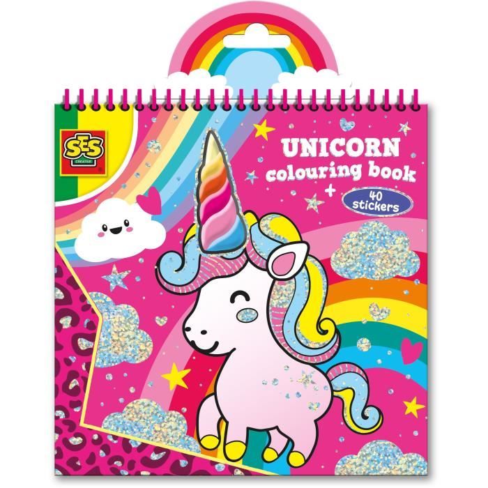 ses creative livre de coloriage licorne avec des autocollants roses pour les filles cdiscount jeux jouets images hibou