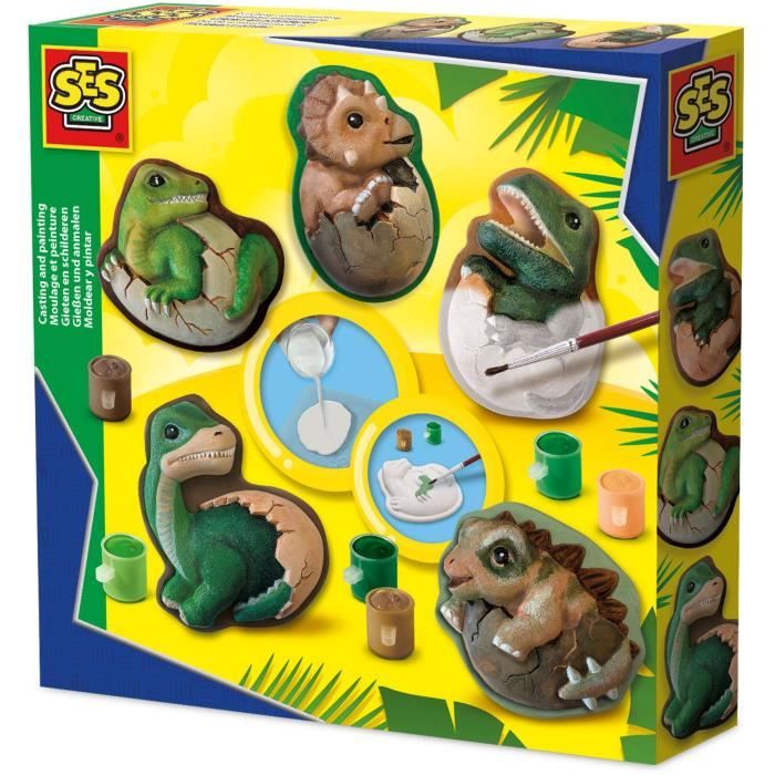 Kit de moulage et peinture - Œufs de dinosaures - Pour enfants de 5 ans et plus - Multicolore