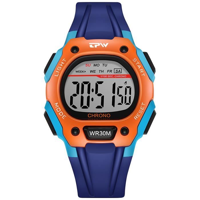 Montre Sport Étanche 10 ATM – Affichage Numérique Avec Réveil, Chronomètre, Double Fuseau Horaire, Calendrier, Rétroéclairage