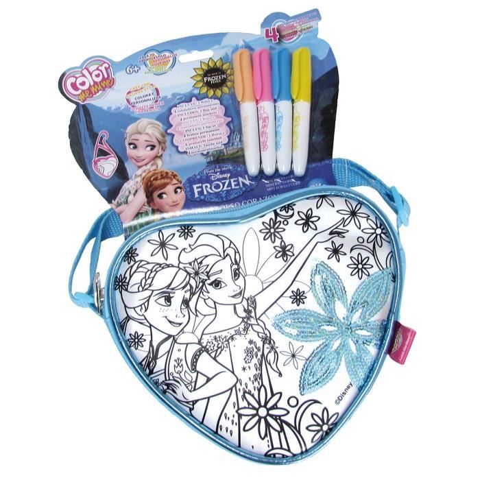 LA REINE DES NEIGES COLOR ME MINE Sac C ur a colorier Disney Cdiscount Jeux Jouets