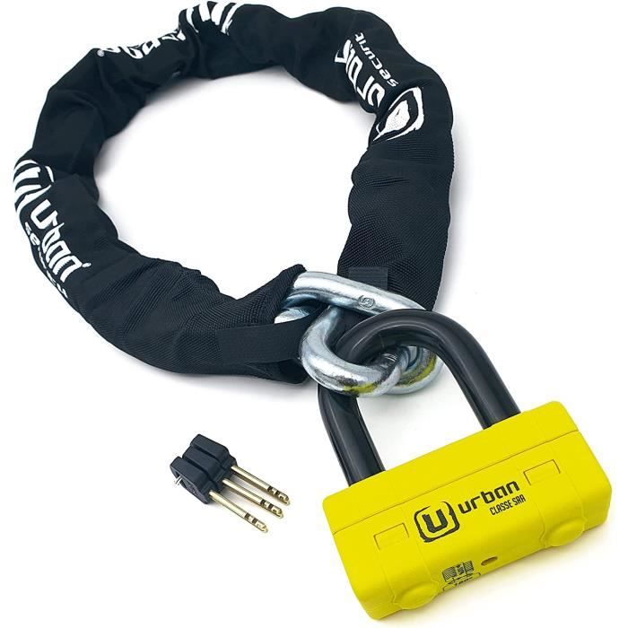 Urban UR75120 Chaîne Antivol Moto Homologué SRA Bloque Disque Mini U Haute Sécurité Cadenas Bloc