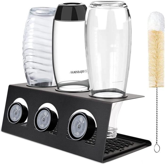 Lot De 2 Porte-bouteilles Pour SodaStream – Égouttoir 6 Bouteilles, Avec Bac, Noir