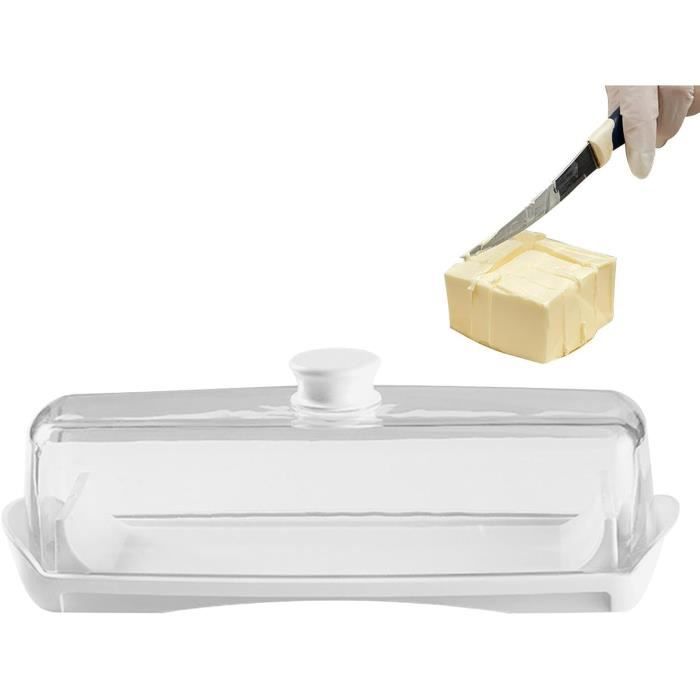 Beurrier En Verre Omago Avec Couvercle - Récipient à Beurre Transparent, Compatible Cube Standard, Lavable Au Lave-vaisselle
