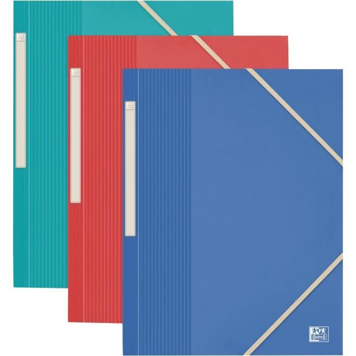 Pochette OXFORD Students A4 - 3 Rabats Avec élastique - Noir/Bleu - Organisation étudiante Parfaite