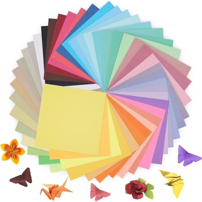 Papier Origami 50 couleurs 100 feuilles 15 x 15 cm 80 g - Kit origami