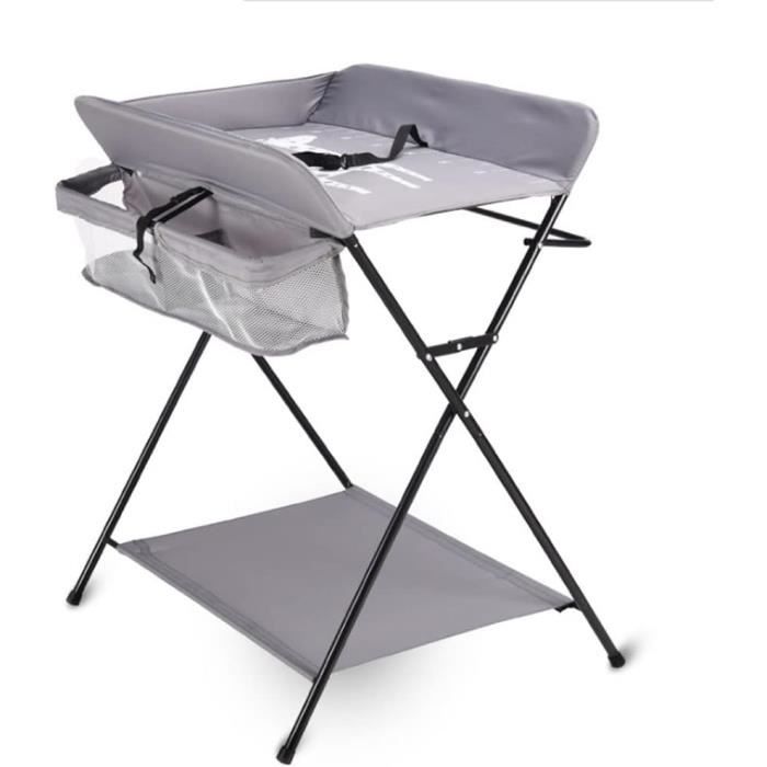Table à Langer Pliante Pour Naissance De Bébé Avec Panier De Rangement à Côté Structure En Fer Charge Max 25kg Amovible Et Pliable Pour Le Rangement Facile A Utiliser De 0 A 12 Mois Sans Roues Gris 81623959