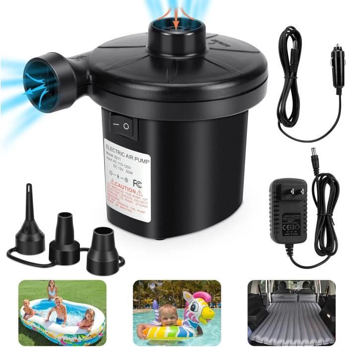 Pompe électrique Dekton 240V/12V – Gonfleur/dégonfleur – Pour Matelas, Piscine