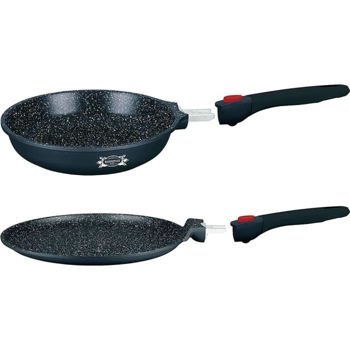 Kamberg Crêpière 32 Cm - Manche Amovible - Fonte D'Aluminium Revêtement Pierre - Induction - Sans PFOA