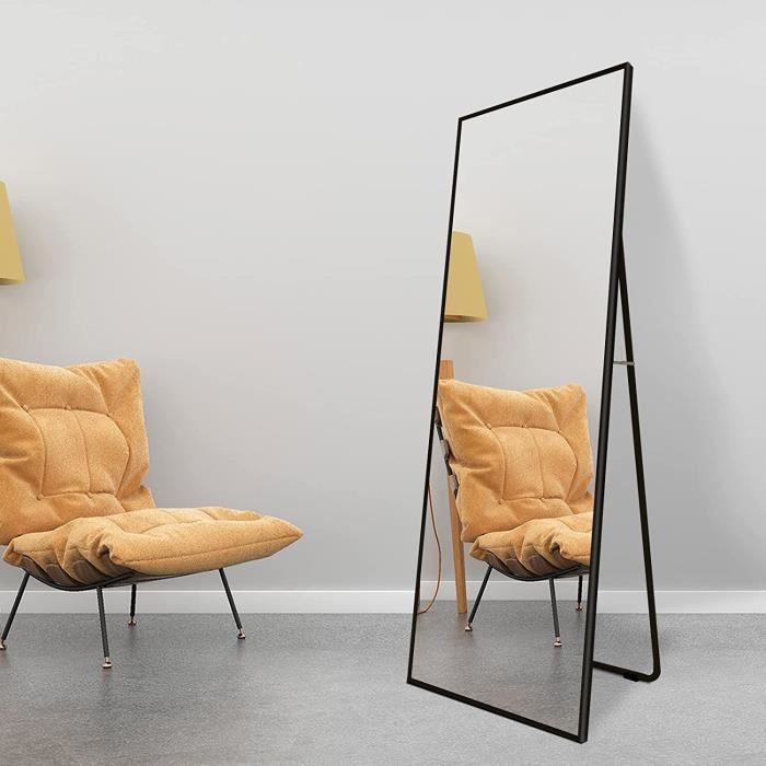 Beauty4U Miroir Pleine Longueur 150x40cm - Sur Pied Ou Mural, Cadre Aluminium Doré, Verre Flotté Sécurisé