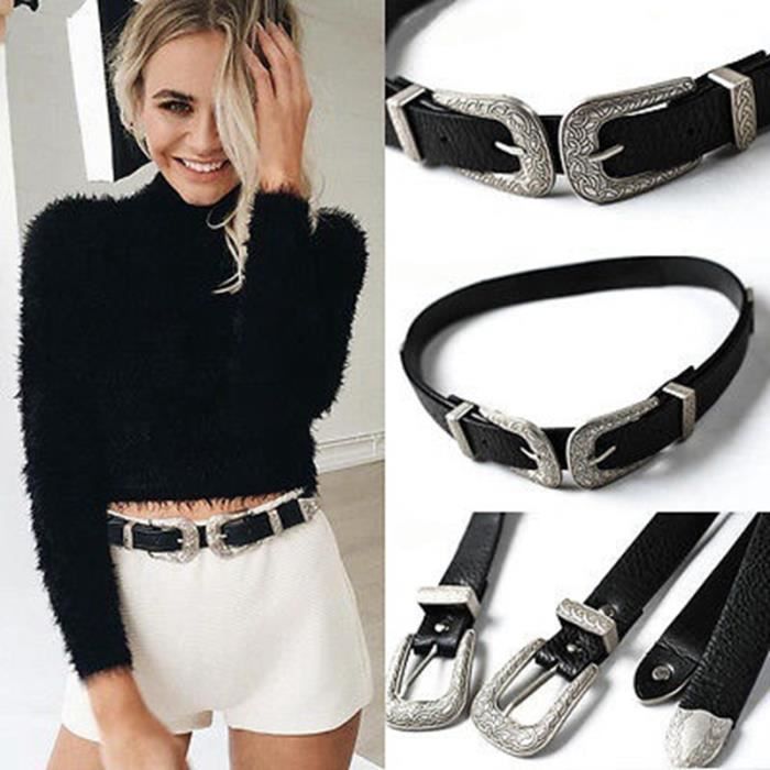 Ceinture double boucle cuir new arrivals