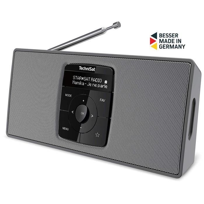 TechniSat DIGITRADIO 2 S – Radio DAB+/FM portable stéréo avec Bluetooth 2 haut‑parleurs noir/argenté