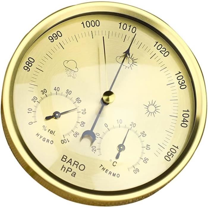 Station Météo Fabriquée En Allemagne Avec Baromètre, Thermomètre Et Hygromètre - Couleur : Chêne