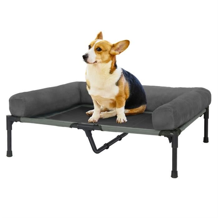 Comparer les prix de Lit de Camp Chien L Lit pour Chien Sur Pied Grande Taille Lit Surélevé pour Chien En Tissu Oxford avec Rebord 90x70x18cm