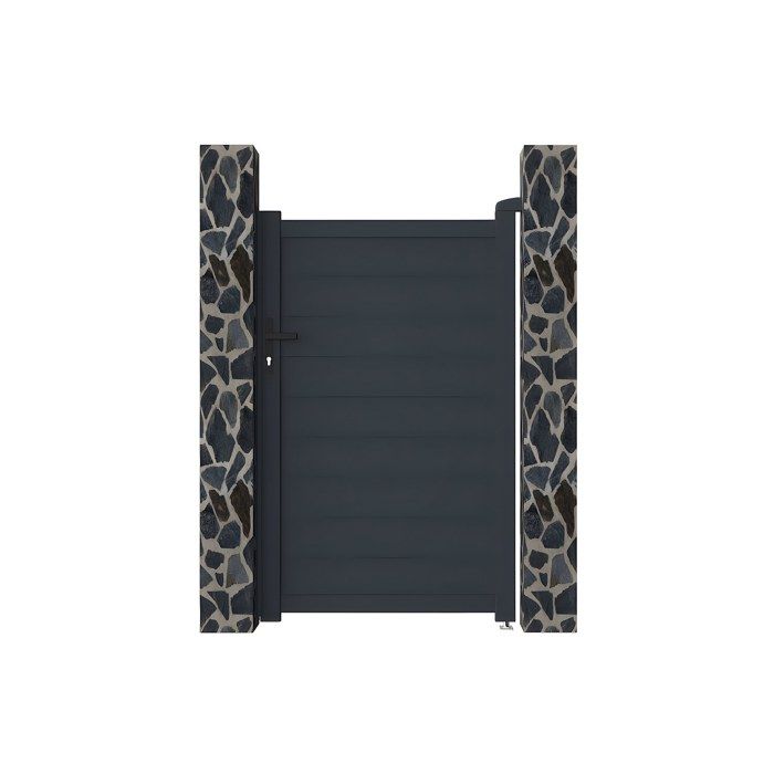 Portillon battant aluminium plein L103 x H165 cm anthracite - NAZARIO