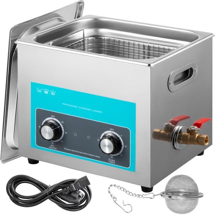 Nettoyeur à Ultrasons - VEVOR - 15 L - Fréquence Ultrasonique 40 kHz - Chauffage 80°C