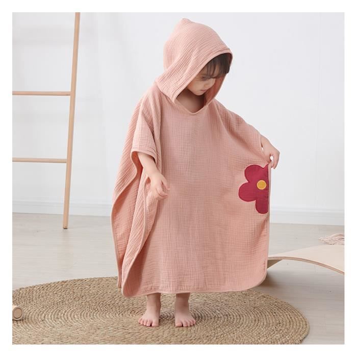 Serviette Bain à Capuche Jollein Coton Rose 75x75 Cm - Hydrophile Bébé