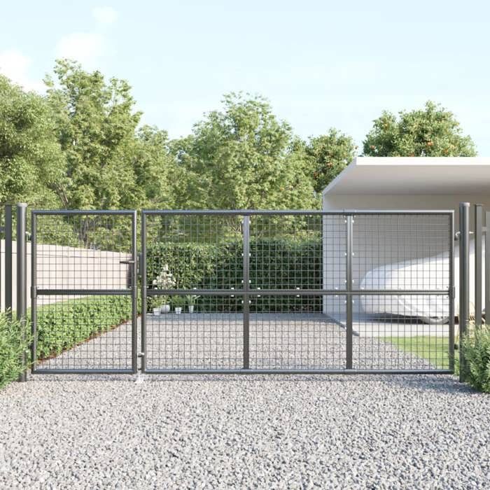 vidaXL Portail en Maille de Jardin Portillon de Patio Barrière de Sécurité Porte dExtérieure Anthracite 350x175 cm 154543