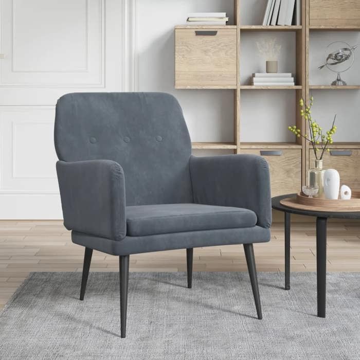 Fauteuil Gris foncé 60 cm Velours vidaXL | Leroy Merlin
