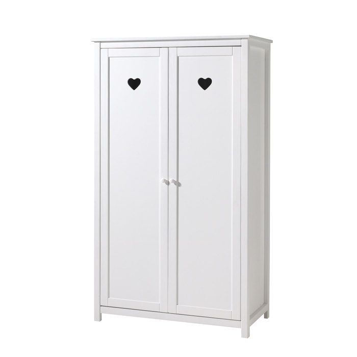 Armoire 2 portes 110x57x190 5 cm en pin blanc - AMORENA