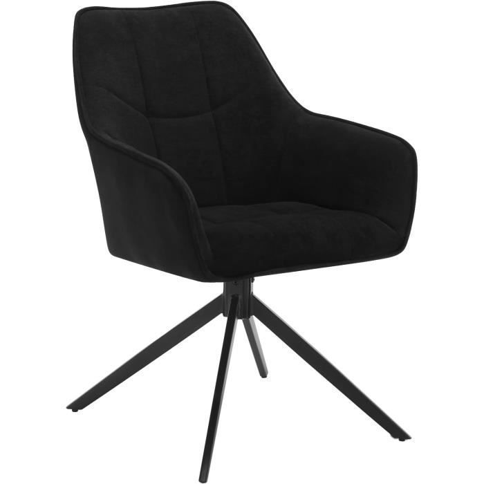WOLTU Chaise de Salle à Manger Pivotantes Fauteuils Rembourrés en Chenille et Velours Côtelé Noir W0ATT0175-1