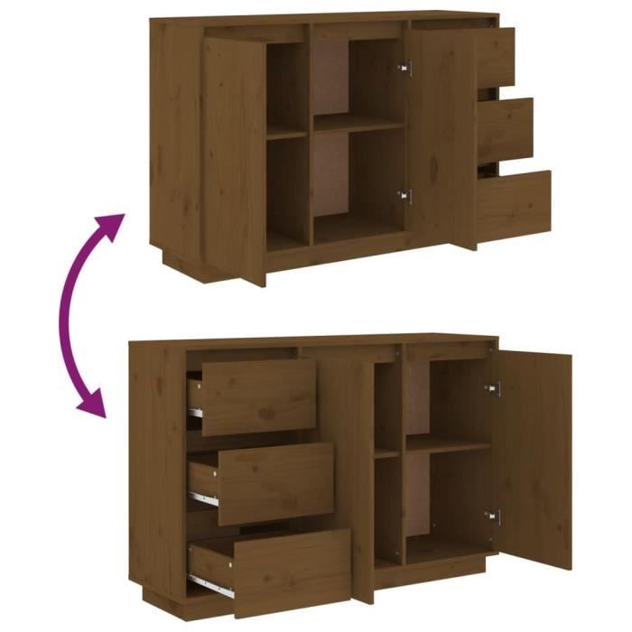 Générique Buffet Gris 111x34x75 cm Bois Massif de pin,Meubles,Armoires & Meubles de Rangement,Buffets & bahuts,814311