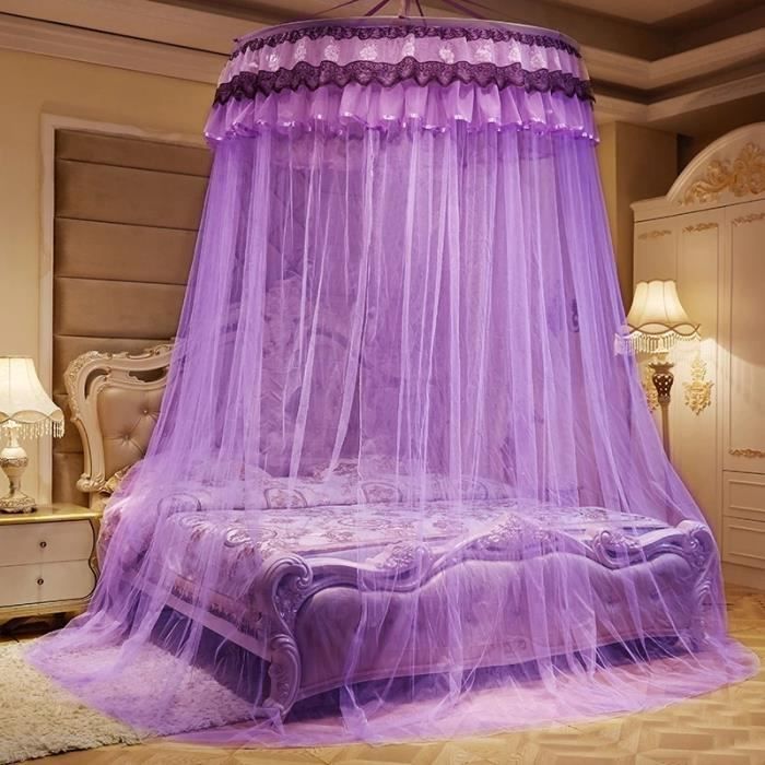 Baldaquin Rond Pour Lit Double - Moustiquaire Princesse En Polyester (Blanc, 2,8m)